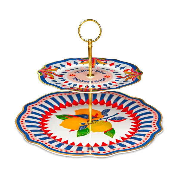 CAKE STAND 2 TIERS LEMON - DIAM 31 CM H 22 CM