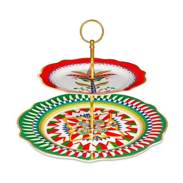 CAKE STAND 2 TIERS GEOMETRIES - DIAM 31 CM H 22 CM