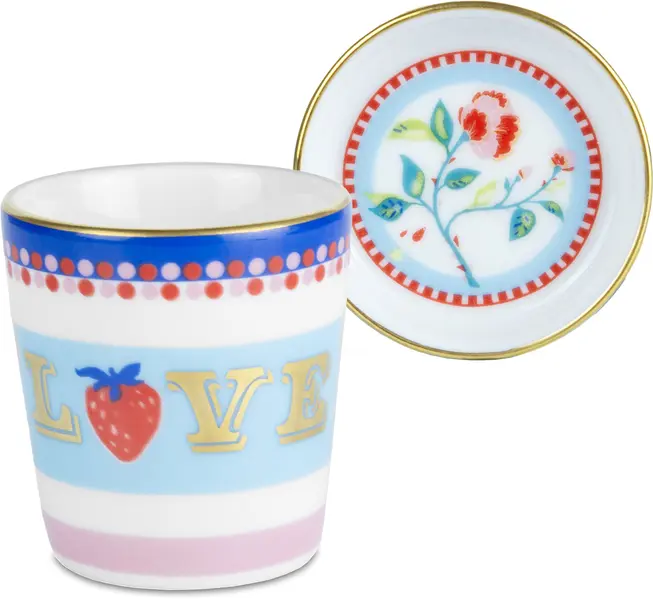 Espresso Cup with Lid and Saucer, Hand, Diameter 5.5 cm, Height 7 cm