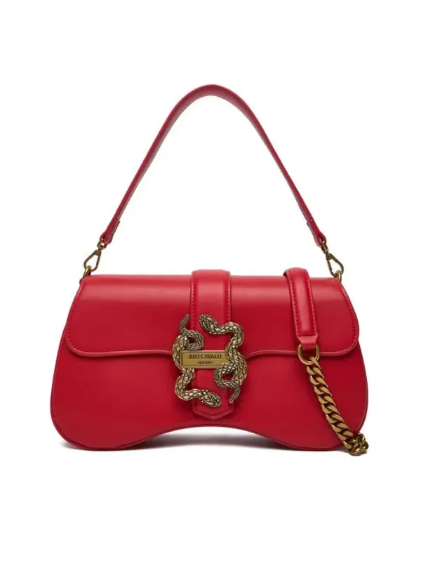 Curved Shoulder Bag with Snake Clasp