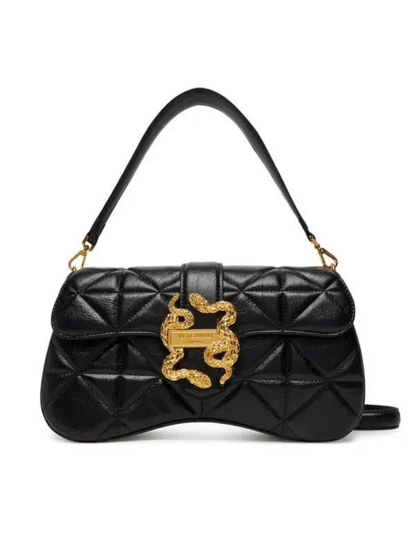 Quilted Snake-Buckle Leather Shoulder Bag