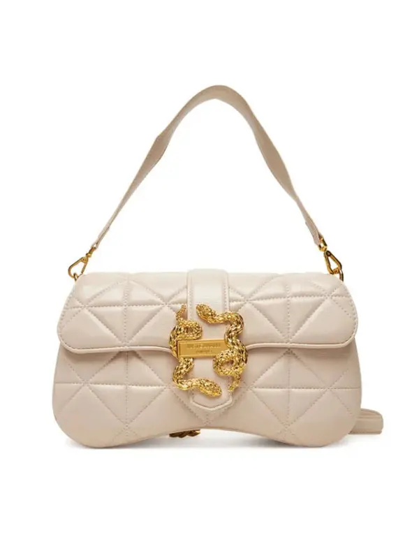 Quilted Snake-Buckle Leather Shoulder Bag