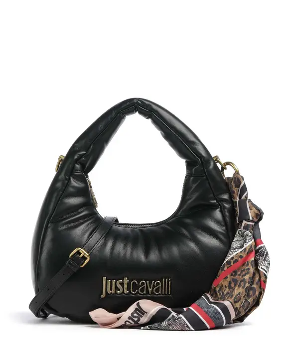 Padded Hobo Bag with Printed Scarf Detail