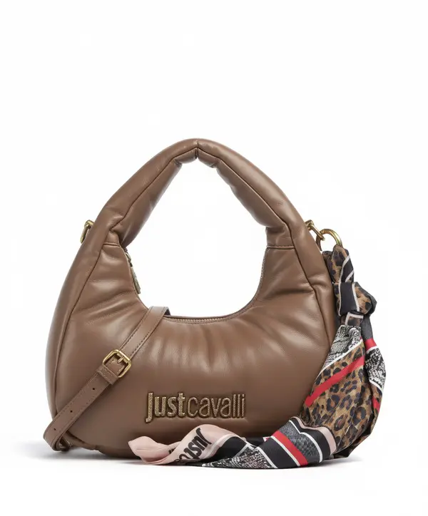 Padded Hobo Bag with Printed Scarf Detail