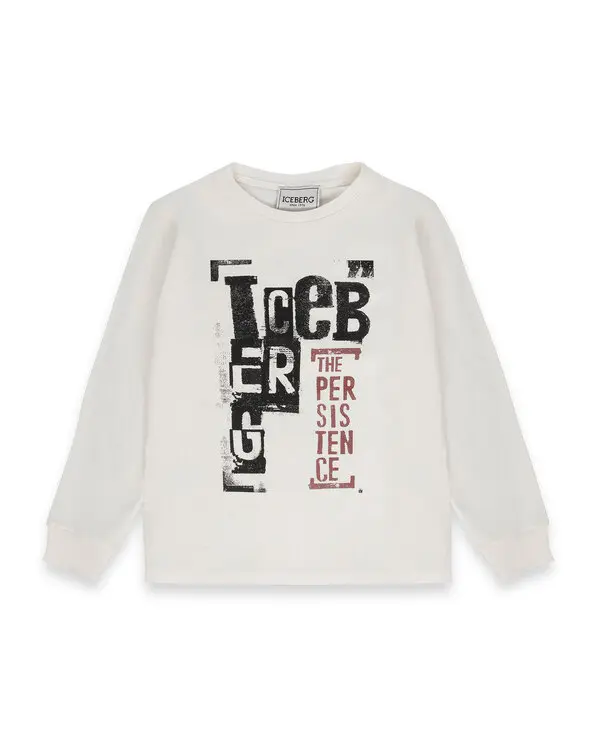 Crewneck Top with Abstract Logo Print