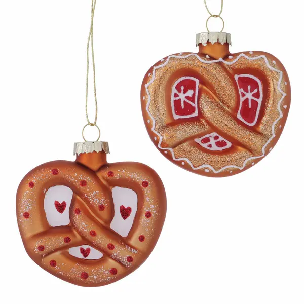 Christmas pendant Mellio, 2 ass., Pretzel, L 8 cm, H 8,5 cm