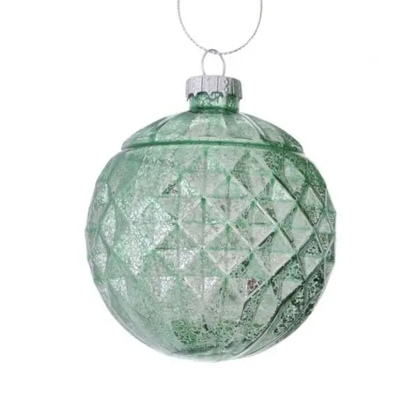 Christmas ball Belano, D 9 cm, Aluminium, Glass lacquered Mint