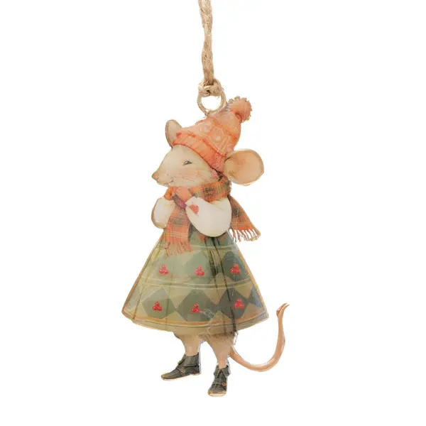 Christmas pendant Mossy,Mouse, L 6,5 cm, H 10,3 cm