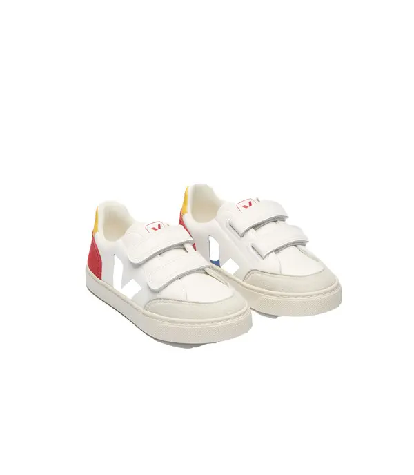 V-12 Velcro Sneakers with Red, Yellow & Blue Accents - Kids