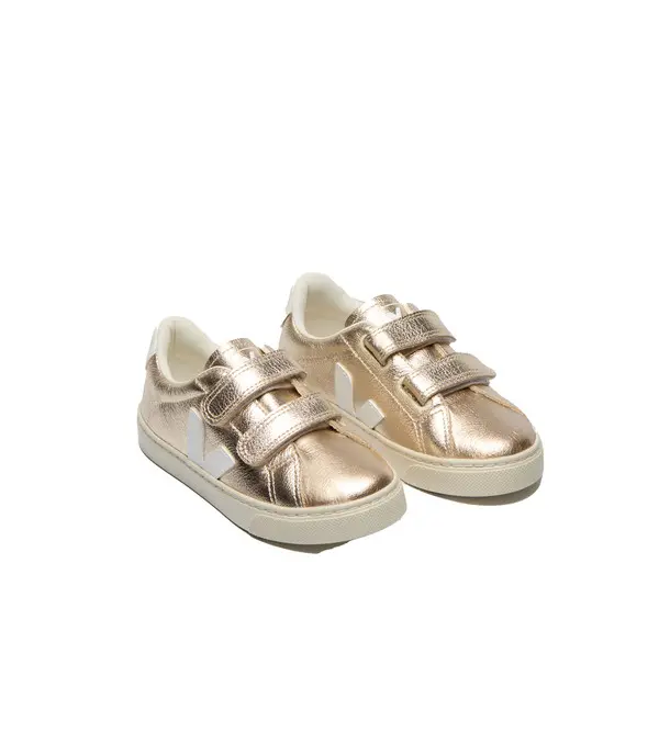 Metallic Leather Velcro Sneakers  - Junior