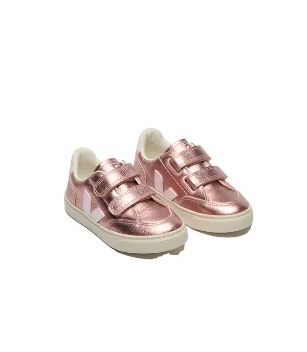 Metallic Rose Gold Veja V-12 Velcro Sneakers - Junior