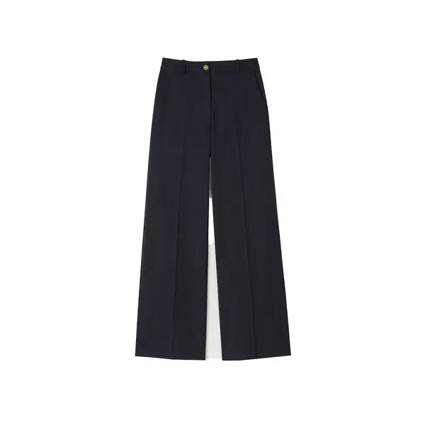 Straight Leg Trousers with Fine Stripes