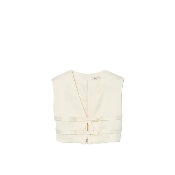 V-neck Satin Crop Top Image