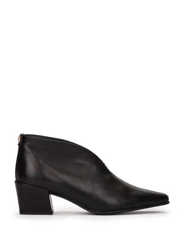 V-Cut Ankle Boots with a Pointed Toe and Block Heel