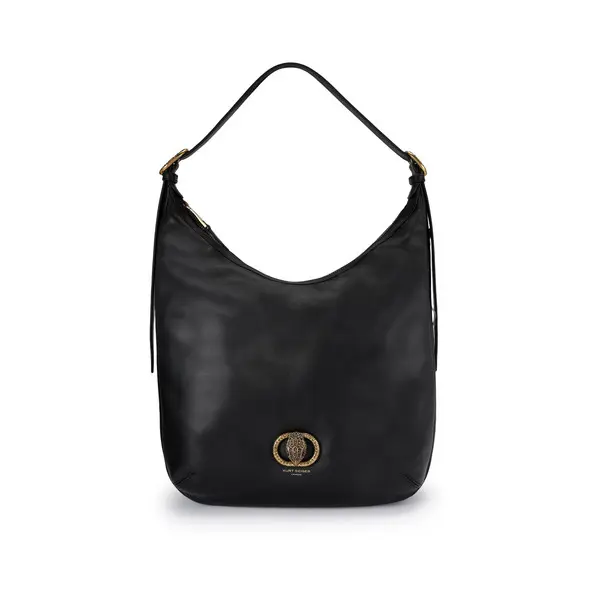 Leather Hobo Bag with Logo