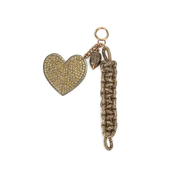 Crystal Embellished Heart and Braid Bag Charm