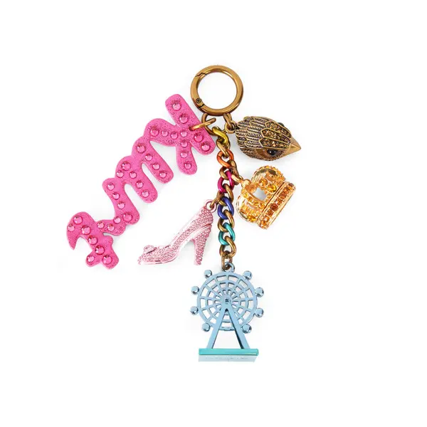 Rhinestone Script and Charm Keychain