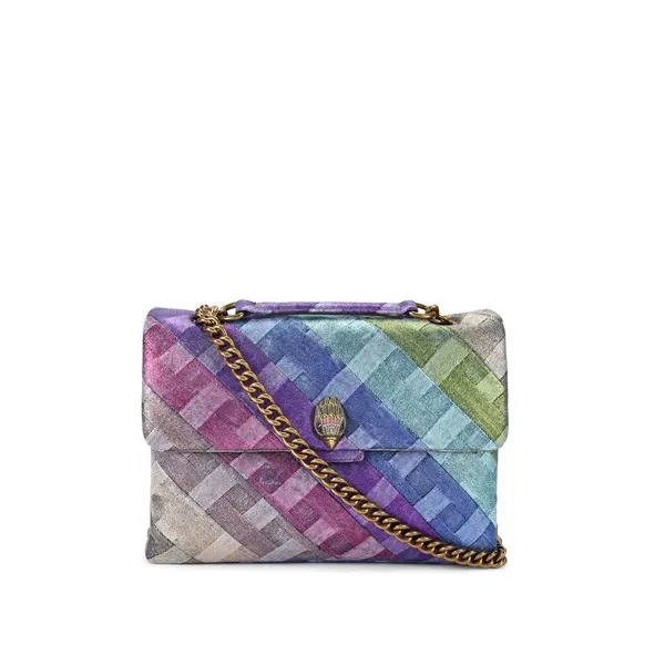 Multi-Toned Diagonal Check Crossbody Bag