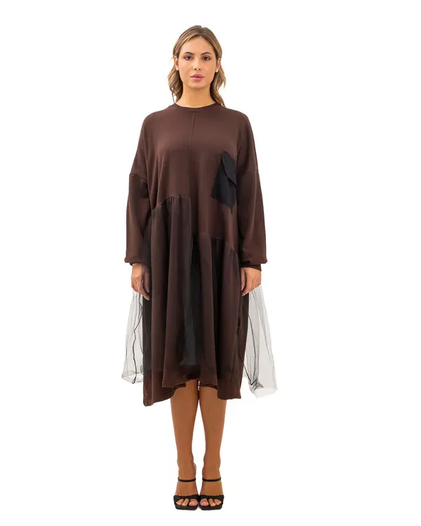 Relaxed Fit Drop-Waist Dress with Flounce Tulle