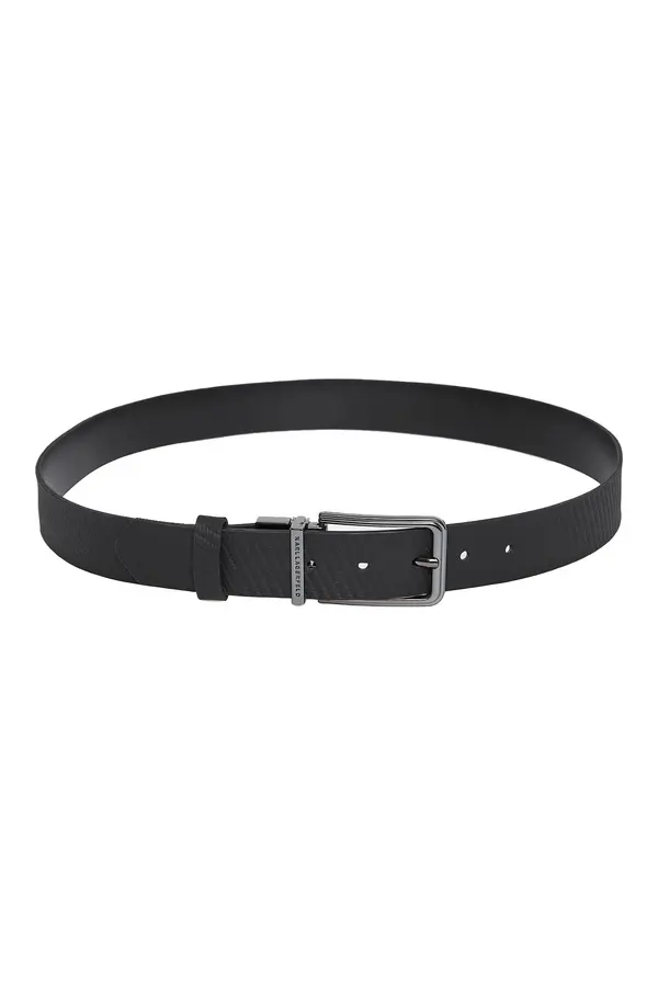 Textured Leather Belt with Metal Buckle