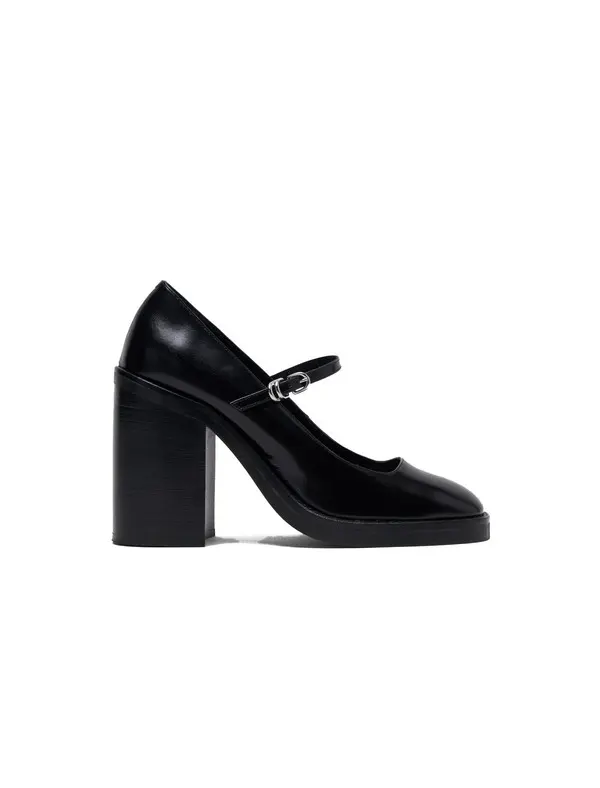 Leather Mary Jane Pump with Chunky Heels