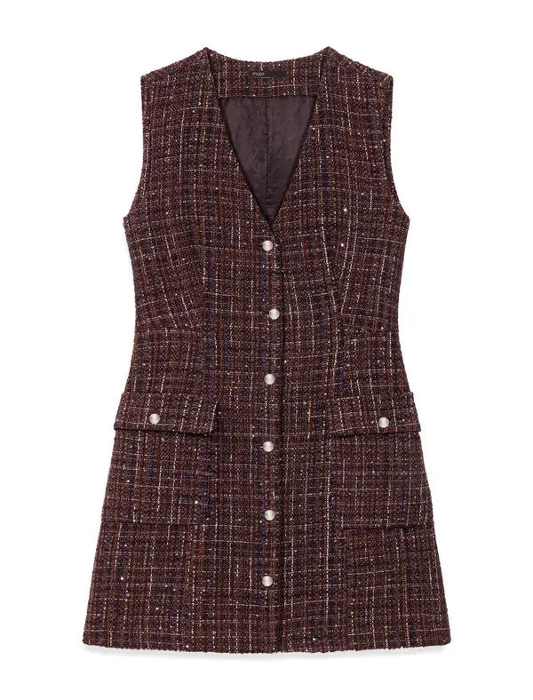 V-neck Short Tweed Dress