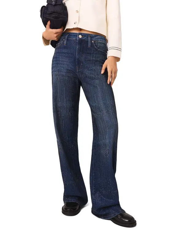 Wide Leg Rhinestone Jeans
