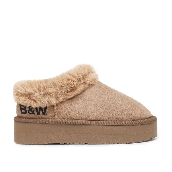 Faux Fur Trim Platform Slipper