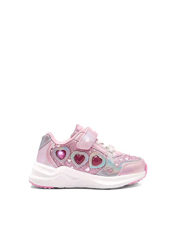 Shimmering Trainers with Velcro Closure and Heart Details