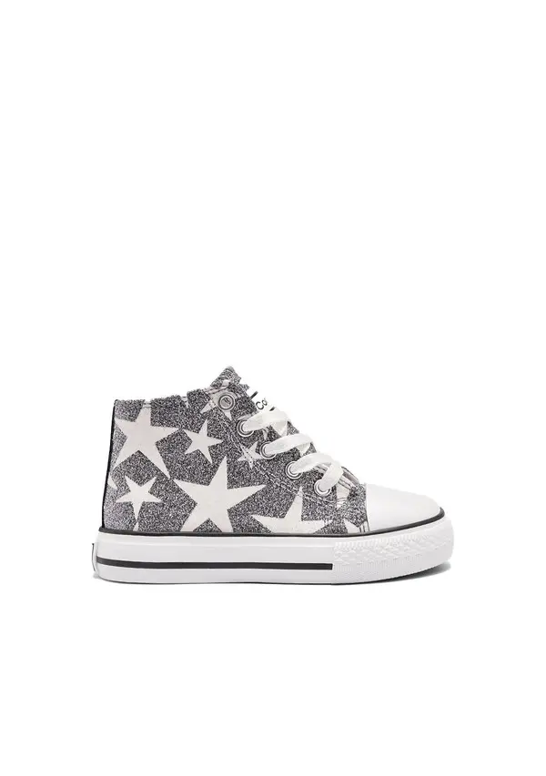 Glitter Star Print High-Top Sneakers - Glow in the Dark