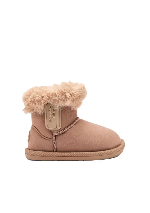 Suede-Style Boots with Faux Fur Cuff