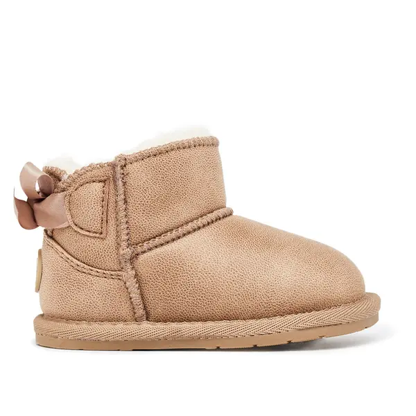 Fur-Lined Boot with Shimmer Finish and Back Tie Detail