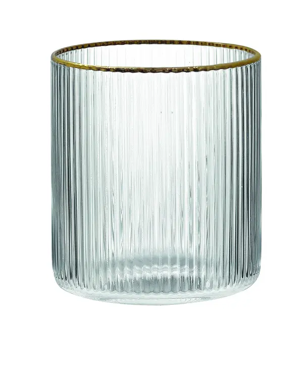 Set Of 2 Water Glasses 320 Ml In Color Box With Rim Gold