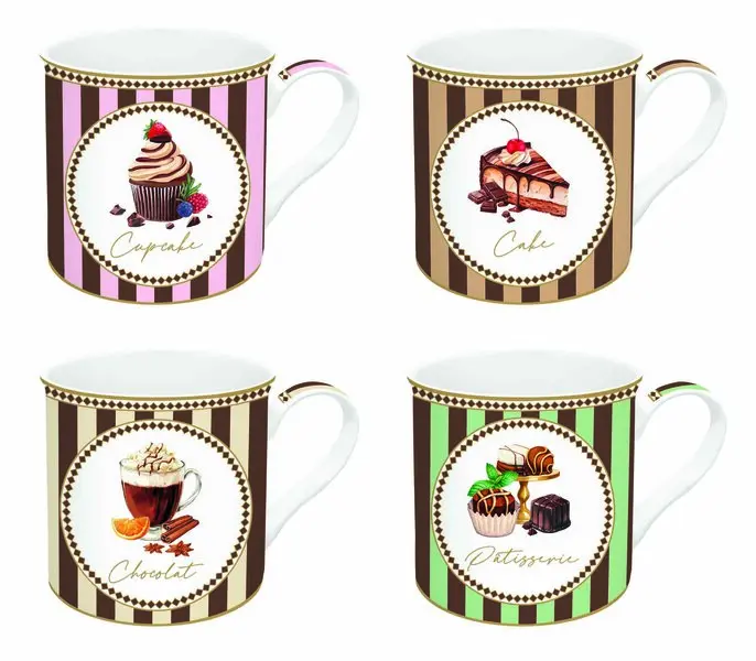 Set 4 High Quality Fine China Mugs 300 Ml In Gift Box Sweet Moments Image