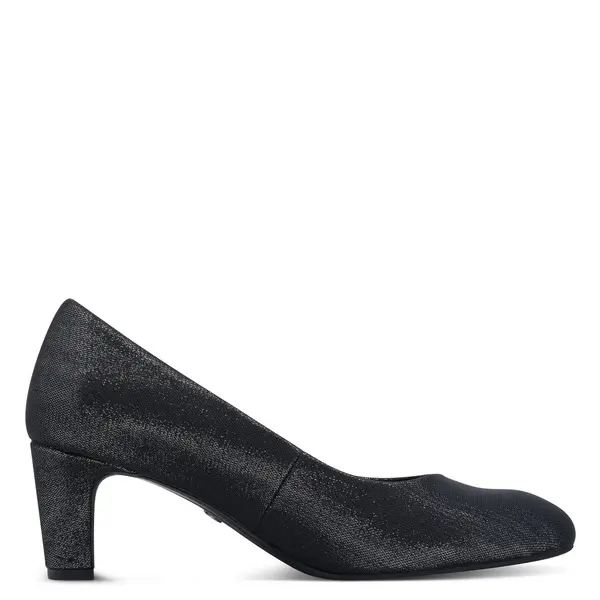Round Toe Leather Heeled Pump