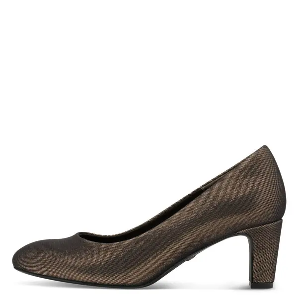 Round Toe Leather Heeled Pump