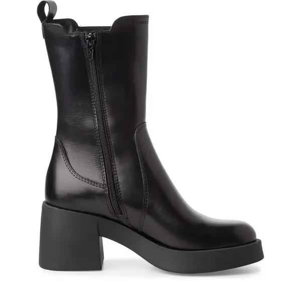 Tall Leather Platform Chelsea Boot with Block Heel