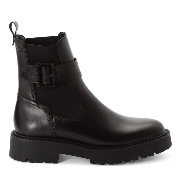 Leather Chelsea Boot with Buckle Detail