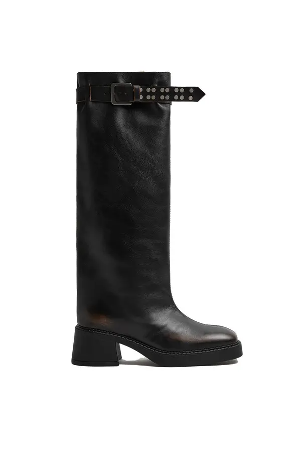 Kristel Brown Tall Leather Boots