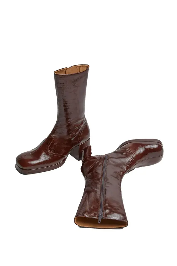 Cass Patent Leather Boots with Block Heels