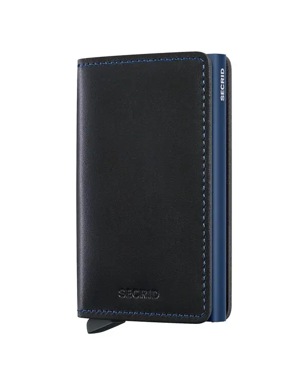 Slim Wallet Leather Original Black Navy