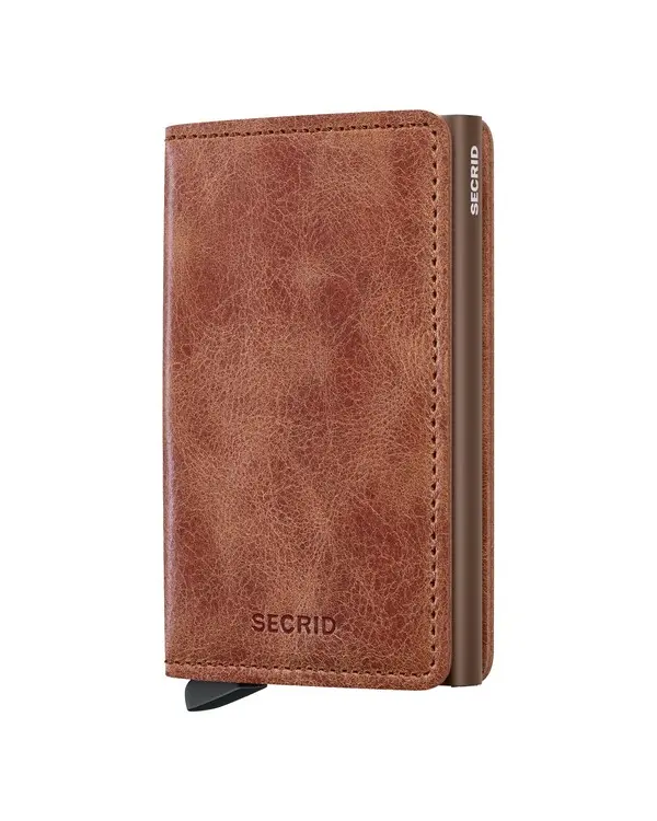 Slim Wallet Leather Vintage Cognac Brown