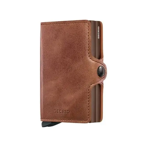 win Wallet Leather Vintage Cognac Brown
