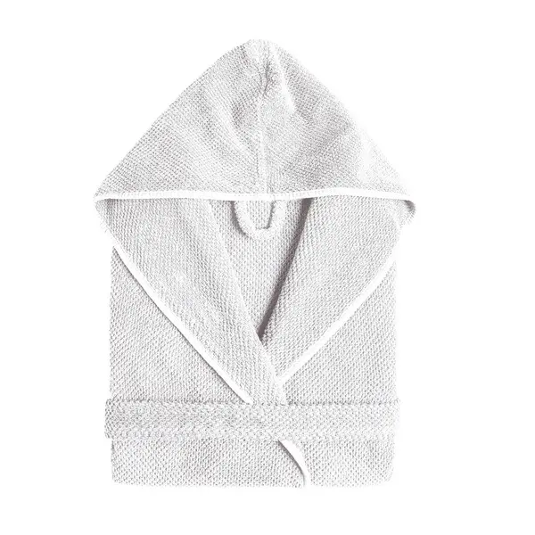 Bee Waffle Bathrobe (Hooded) L White