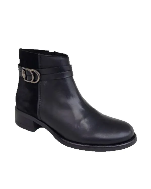 Leather and Suede Ankle Boots with Buckle Detail