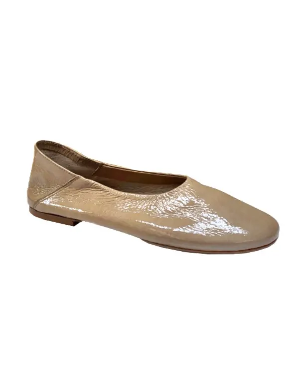 Patent Leather Gathered Heel Ballerina