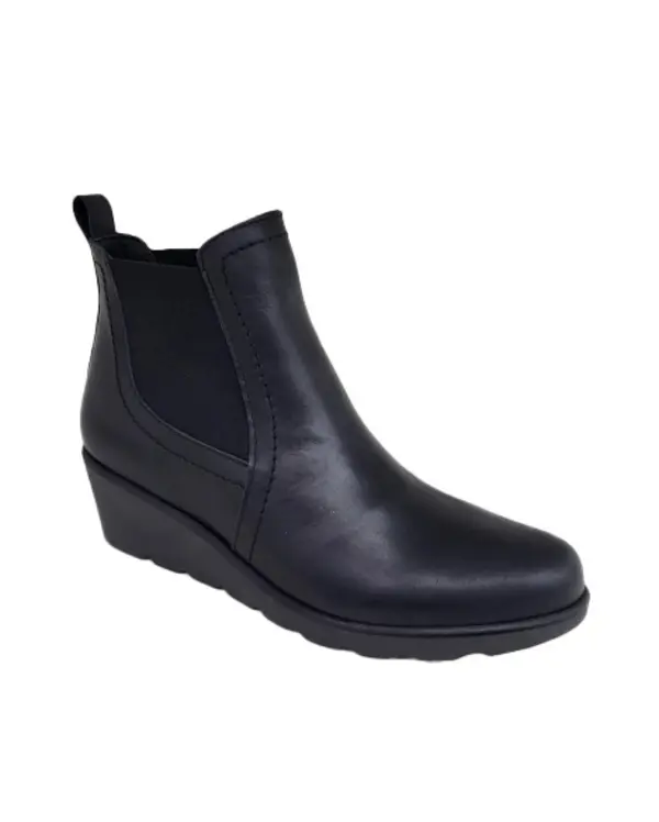 Leather Chelsea Ankle Boots with Wedge Heel