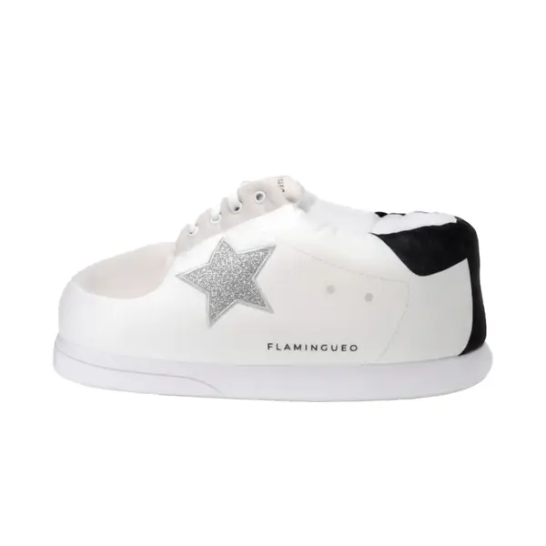 Silver Glitter Star Plush Sneaker Slipper