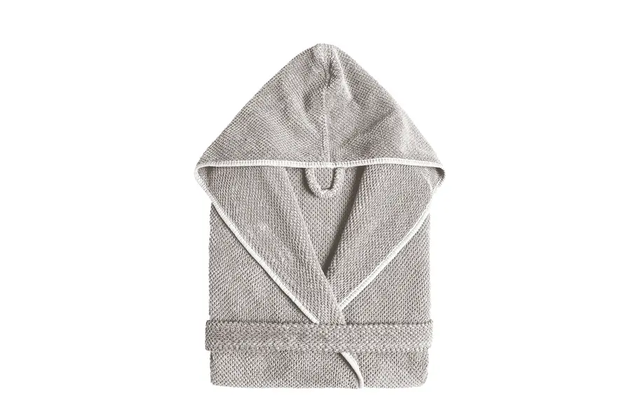 Bee Waffle Bathrobe (Hooded) L Silver