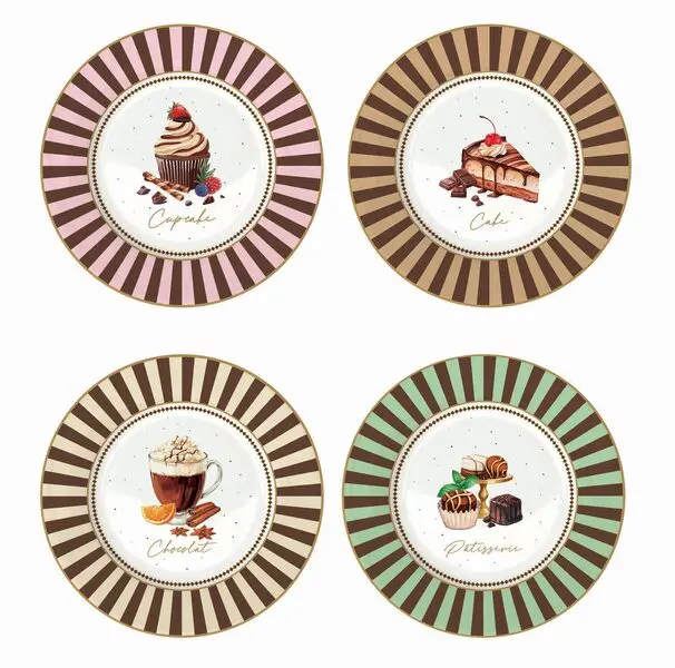 Set 4 Porcelain Dessert Plates Ø 19 Cm In Hat Box Sweet Moments Image
